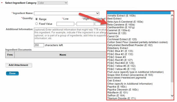 Color Ingredient Form