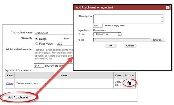 Add Attachment for Ingredient