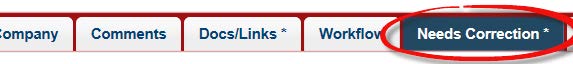 Needs Correction Tab with Asterisk