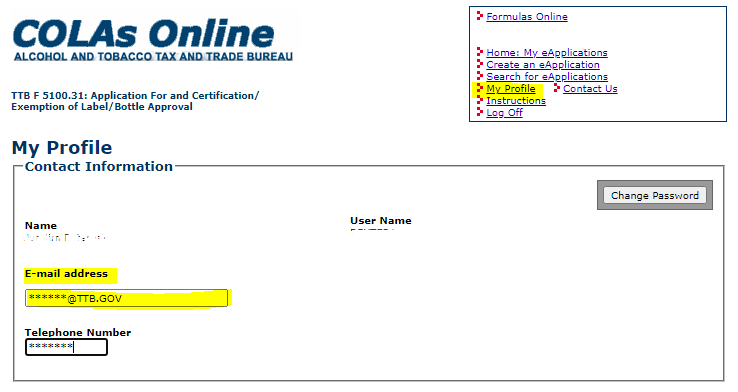 Screenshot of account managment landing page