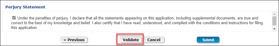 Select the “Validate” button. 