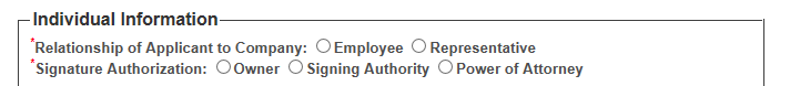 If you are registering as a Submitter, select the appropriate “Signature Authorization” button (this field doesn’t apply to Preparers).