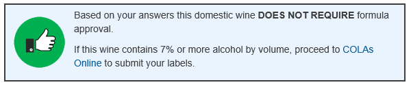 Graphic of a green thumbs up to proceed with submitting the label to TTB.