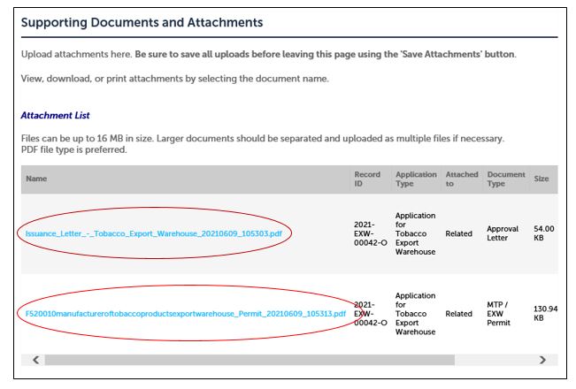 Graphic of Attachment List