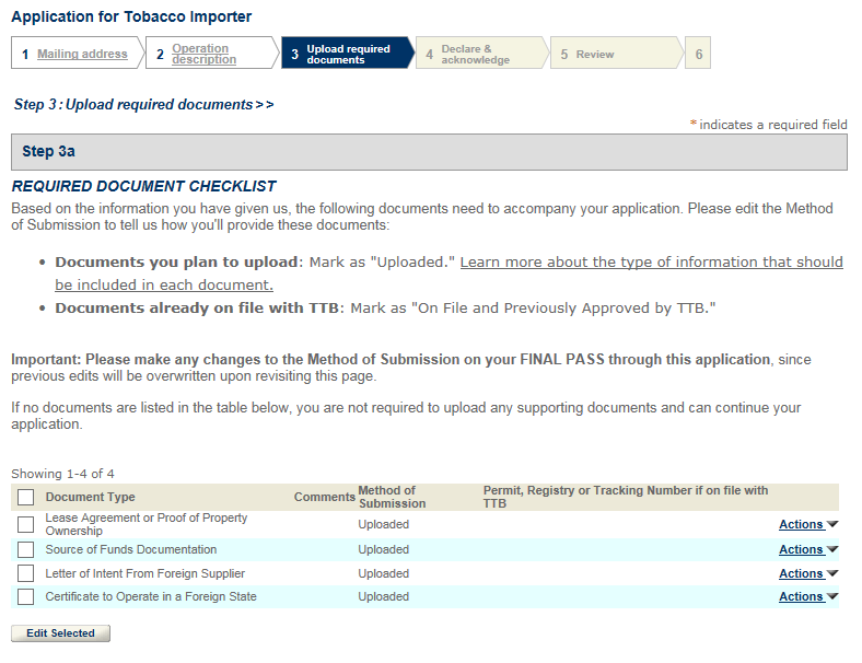 TTBGov TTB Permits Online Preview the Importer of Tobacco