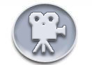 Grey circle icon with a video camera.