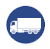 Blue icon with shipping truck.