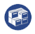 Blue icon with boxes.