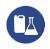 Blue icon with a beaker.