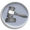 Blue icon with gavel.